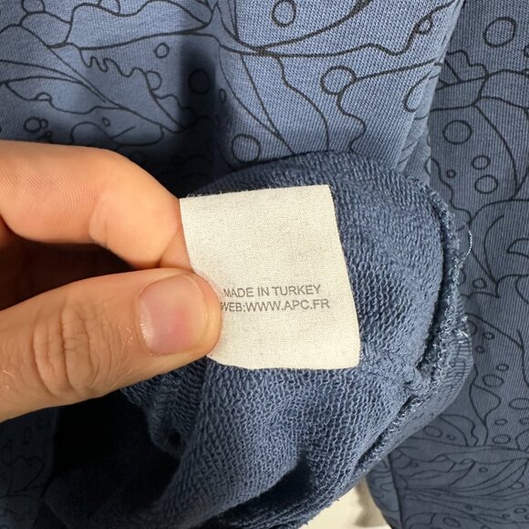 A.P.C. Cotton All Over Print Sweatshirt Size Medium Blue - Picture 4 of 6